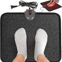 Hodeamy Heated Floor Mat Under Desk for Foot Warmer  Wider 110V Adjustable Temperature Electric Space Heaters Heating Pad  Carbon Crystal & Energy Saving Feet Warmers for Office,Home (Black Gray)