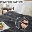 L'AGRATY Chunky Knit Blanket Throw: 80''x90'' Chenille Chunky Knitted Throw Blankets for Bed Couch - Handmade Thick Big Cable Knit Blanket - Large Crochet Blankets for Home Decor(Dark Grey)