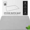 Diatomite Stone Bath Mat, Premium Non-Slip Natural Diatomaceous Earth Bathtub Fast Drying Mats for Bathroom Floor (23.6" x 15.4" Light Grey)