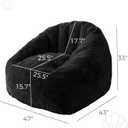 MAXYOYO Giant Bean Bag Chair, Oversized Bean Bag Couch for Adults and Kids, Faux Fur Shell-Shaped Large Chair with Filler, Stuffed Big Accent Sofa Lounge Floor Sofa for Gaming, Reading, Black