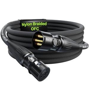 XLR Cables 6.6ft 1 Pack, Professional Gold-Plated Rean Connectors from Neutrik, Kevlar-Reinforced Nylon Braided Microphone Cable, Mic Cable, Durable Shielded and Balanced XLR Male to Female Cord