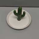 SOCOSY Cute Ceramic Cactus Ring Holder Jewelry Holder Trinket Tray Ring Dish for Earring Bracelet Keys Necklace Wedding Birthday Gift (Green)