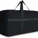 DoYiKe Extra Large Canvas Storage Duffle Bag with Zippers and Handles, Black Big Foldable Duffle Bag for Travel -130L