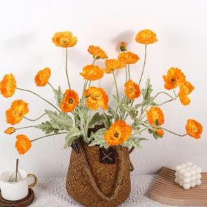 ASTRYAS 8 Stems Artificial Flowers Fake Faux Poppy Silk Bouquet Orange Flowers for Wedding, Home, Party Decoration,Table Centerpiece Arrangement(8, Orange)