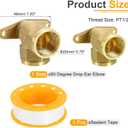 uxcell 2 Pcs 90 Degree Drop Ear Elbow, 1/2 Inch Female x 1/2 Inch Female Brass Plumbing Fittings, Pipe Connector with Base Plate for Air Water Fuel Pipe