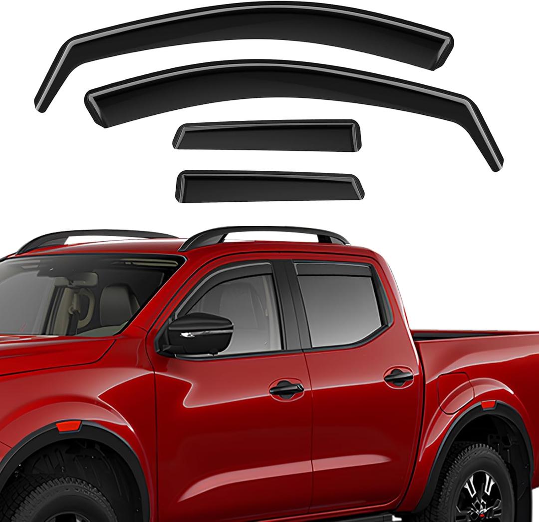 in-Channel Rain Guards Compatible with Nissan Frontier Crew Cab 2022 2023 2024 2025 2026, Durable Side Windows Visor Wind Deflectors 2022-2026 Frontier Rain Guard 4 PCS