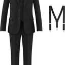 Boys Formal Suits Set, from Toddlers to Teen, Adjustable Waist, with Suspenders, Size 12