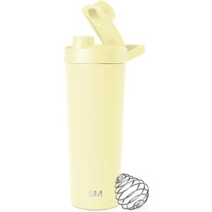 Simple Modern Stainless Steel Shaker Bottle with Ball 24oz | Metal Insulated Cup for Protein Mixes, Shakes and Pre Workout | Rally Collection | Buttercup
