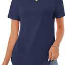 GKBK Womens Tops Cotton Short Sleeve Shirts Summer Crew Neck Basic Tees Casual Tunic Tops Curved Hem (Blue, M)