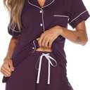 Aamikast Button Up Pajama Set for Women Shorts Short Sleeve Knit Sleepwear 2 Pice Pjs Sets (XXL)