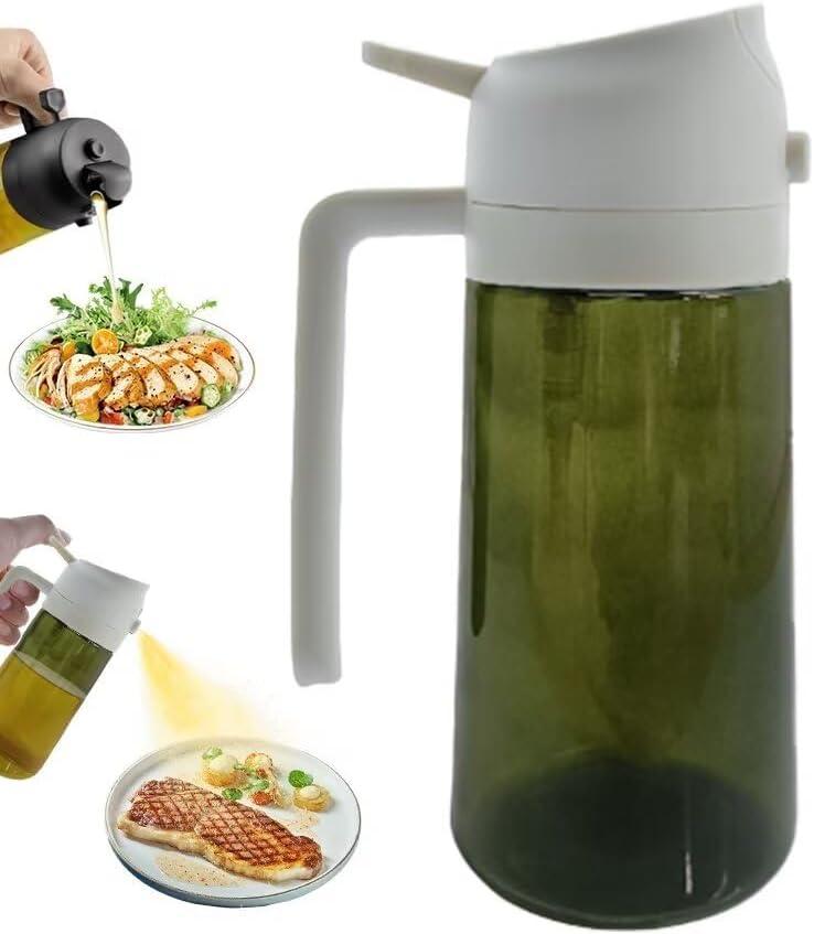 Kitchen Maiden 2 in 1 Oil Dispenser, New Kitchenmaiden 2 In 1 Oil Sprayer for CookingOlive Oil Dispenser Bottle Spray And Pour for Air Fryer, Salad, Frying, BBQ (Off white)