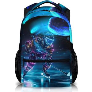 Kids Backpack for Boys Girls, Hockey Backpack, Gift for Kids Back to School, 17 Inch Large Capacity Student Bookbag for Travel Picnic Hiking, 12x5.4x17 inches