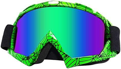 CoPvner Dirt Bike Motorcycle Goggles ATV Motocross Riding Goggles UV400 OTG Offroad MX Helmet Racing Four Wheeler Goggle for Adults Men Women Youth Kids(Spider green frame+color lens)