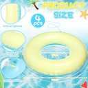 4 Pcs Inflatable Pool Floats for Kids Adults Pastel Inner Tubes Macaron Pool Rings Floaties for Birthday Beach Swimming Shower Bachelorette Party Decorations(Blue,Yellow,28'')