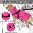 PETDSH Dog Coat Large, Built-in Harness Dog Jacket with Warm Fleece Lining, Waterproof Reflective Dogs Winter Coat, Pet Coats with Pocket and Trash Bags (Pink, XX-Large)