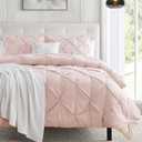 Nestl Blush Duvet Cover Full Size - Soft Double Brushed Duvet Set with Button Closure & Corner Ties, 3 Piece Luxurious Pinch Pleated Duvet Cover Set 80x90 Inches with 2 Pillow Shams