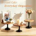 NUPTIO Wooden Cake Stand Wedding: Acacia Wood Cupcake Pedestal Stands Round Dessert Riser Cookie Serving Tray Vintage Pie Plate Holder Farmhouse Table Decor for Party Christmas 9.8 Inch/25cm