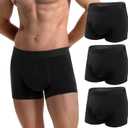 Mens Incontinence Underwear 2.3 oz Absorbency Protection Adult Leak Proof Boxer Briefs Washable Bladder Leakage Cotton 3 Pack (3 Black, M)