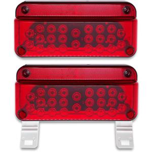 Trailer Light Kit 2-Pack, LED RV Camper Tail Lights  IP67 Waterproof 12V, 4-in-1 Stop Brake Turn Signal with License Plate Light, Surface Mount, Left & Right for Trailer Truck RV Camper Snowmobile
