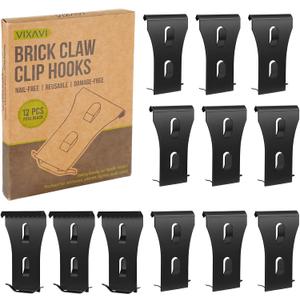 2 x Brick Clips Heavy Duty Matte Black Spring Steel Hanging Hooks - No Drill Hooks for Both Outdoor and Indoor Decor - Secure Hold for Lights Wreaths Signs - Fits Standard 2-1/4 to 2-3/8 in Brick Size