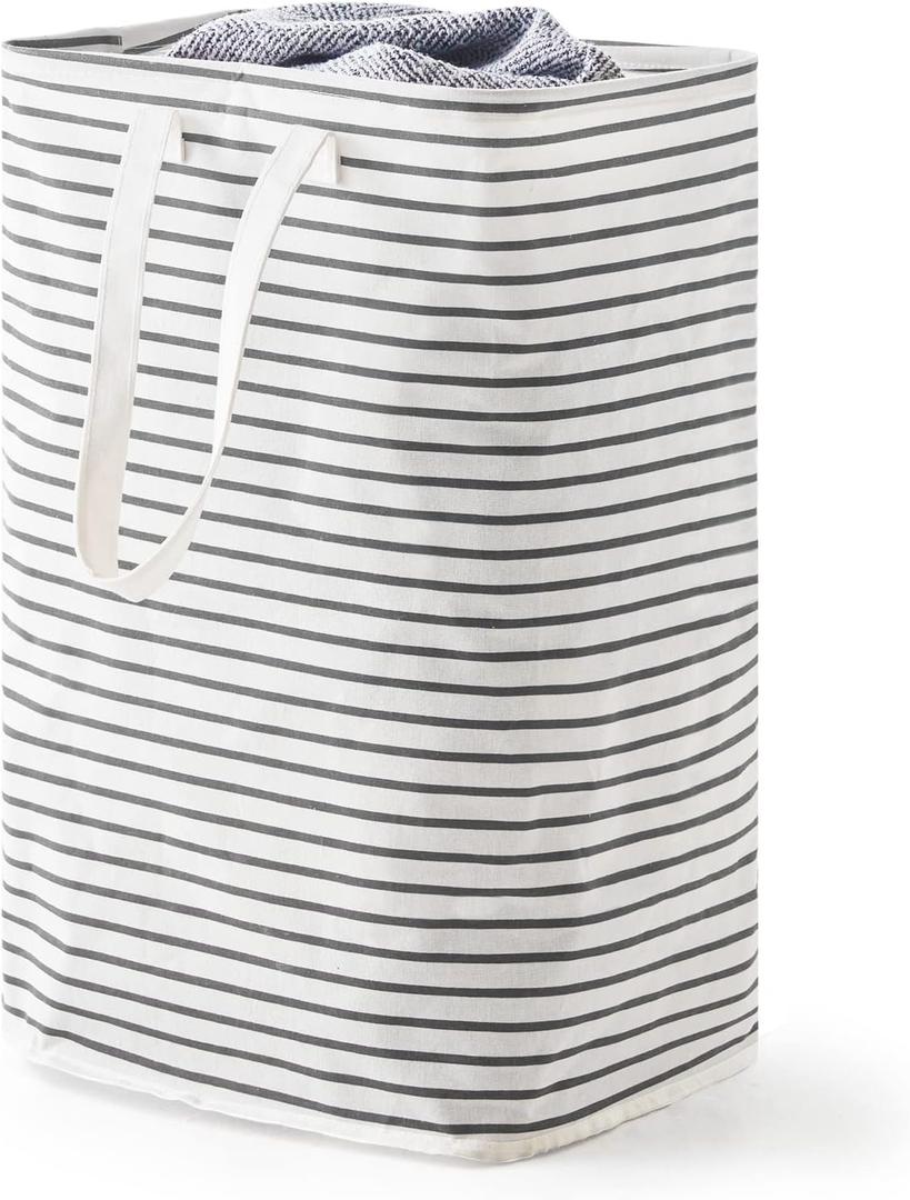 70L Freestanding Laundry Hamper, Collapsible Waterproof Clothes Basket with Easy Carry Long Handle, Washing Bag for Clothes, Toys (1 Pack, Grey)