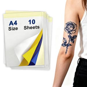 Welacer Tattoo Transfer Paper – A4 Size, 10 Sheets – Tattoo Stencil Paper for Thermal Tattoo Transfer Kit – Carbon Copy Tracing Paper for Machine & Hand Use – Tattoo Supplies