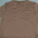 Women's Clubwear & Activewear Crop Top Ribbed Knit Short Sleeve Slim Fit Crew Neck Tee Perfect for Going Out & Workout Brown