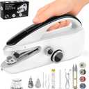 Handheld Sewing Machine for Beginners, Portable Mini Sewing Machine with 2 Speed Modes, Fast Stitch for Clothes, Fabrics, Home DIY Projects Gifts for Mom Birthday, Valentine's Day, Christmas, White