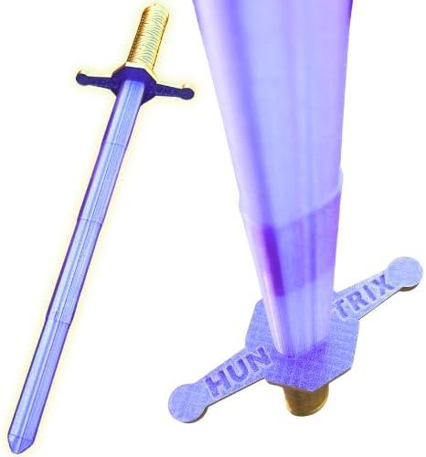 28" Original Collapsible Rumi's Cosplay Sword  Anime Collectible Fantasy Weapon, Cartoon Movie Prop, Halloween & Costume Accessory Kpop Retractable Blade (Purple Gold Handle)