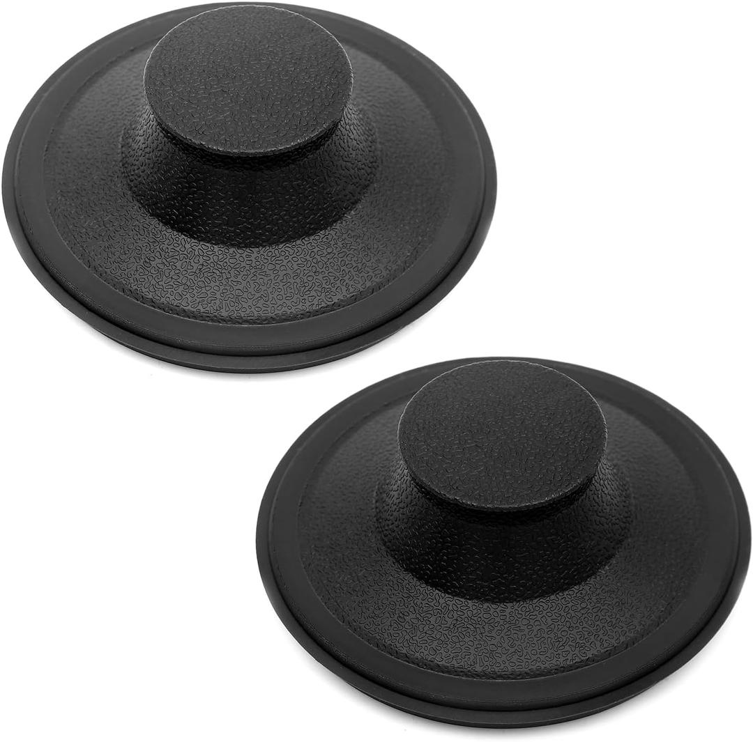 (2 Pack) Exact Replacement for InSinkErator STP-PL/STPPL Black Rubber Sink Stopper for Garbage Disposal  Compatible with Standard 3-1/2" Drains from Kohler, Waste King, Whirlpool, and More