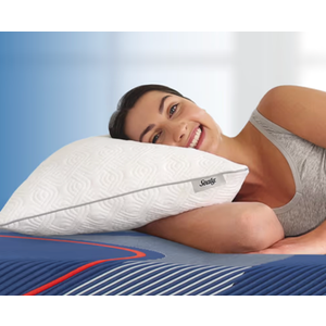 Sealy Premium Memory Foam Pillow, King Size 34x18 inches, 400 TC Organic Cotton Cover with Down Alternative Plush Padding, Designed for Stomach, Back, & Side Sleepers