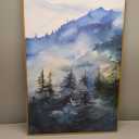 Celestdeco Blue Ridge Mountains Forest Framed Canvas Wall Art Set, Natural Landscape Wall Decor, Green Pine Trees Wall Painting, Woodland Artworks for Living Room, Bedroom, Dining Room - 24"x36"x3