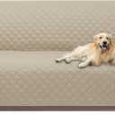 U-NICE HOME Reversible Sofa Cover Couch Cover for Dogs with Elastic Straps Water Resistant Furniture Protector for Pets Couch Cover for 3 Cushion Couch (Sofa, Sand/Beige)