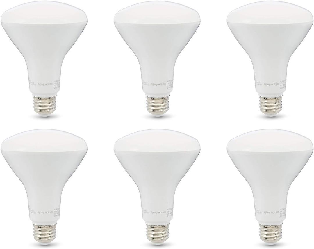 Amazon Basics BR30 LED Light Bulbs, Energy Efficient, Dimmable, E26 Standard Base, 65 Watt Equivalent, 11W, 10,000 Hour Lifetime, Soft White 2700K, 6-Pack of Bulbs
