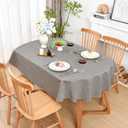 Wolkemer Farmhouse Faux Linen Oval Tablecloth 52 x 70 Inch - Water Resistant Table Cloth Washable Wipeable Table Cover for Home Kitchen Dining Wedding Party Banquet (Grey)