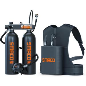 SMACO S700 Max Mini Scuba Tank, 1.9L Twin Diving Cylinder