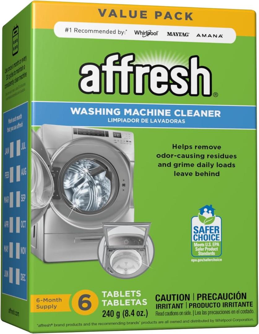 Affresh Washing Machine Cleaner, Cleans Front Load and Top Load Washers, Including HE, 6 Tablets (6 Count (Pack of 1))