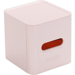 Kichvoe Pink Square Roll Tray Tissue Box Cover with Storage Holder for Bathroom Dresser and Living Room