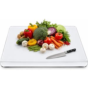 Acrylic Cutting Board with Counter Lip 24x18 Inch Large Clear Chopping Board Non Slip Kitchen Worktop Protector Durable Transparent Food Prep Board for Countertop Kitchen Accessories