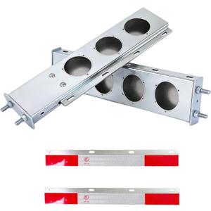 Stainless Steel Mud Flap Hanger Straight Spring Loaded with 2.5" Bolt Spacing for Semi Trucks, Heavy Duty Truck Mudflap Hanger Bracket (Round Hole+Reflective Tape)