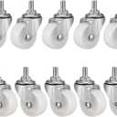 uxcell 1.5 Inch Swivel Caster Wheels PP 360 Degree Threaded Stem Caster Wheel M8 x 15mm, 44lb Capacity Each Wheel, Pack of 10