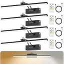 YAYIT 6 Colors Picture Lights for Wall, 16in Battery Operated Picture Light Rechargeable with Remote Timer, Dimmable Art Light for Wall Painting, Display, Gallery, 4 Pack (Black)