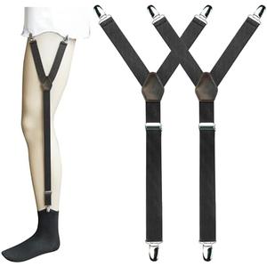 Pack of 2 JEMYGINS Shirt Stays for Men Military Adjustable Elastic Garter Straps Sock with Non-slip Locking Clamps