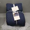 Levtex Home - Cross Stitch Navy Bedspread Set - King Quilted Bedspread and Two King Shams - Cross Stitch Pattern - Bedspread (120x104in.) and Sham (20x36in.) - Cotton