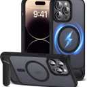 2 x Compatible with iPhone 15 Plus Case [Compatible with Mag-Safe][Adjustable Kickstand][Military Grade Drop Protection] Translucent Phone Case for iPhone 15 Plus,Black