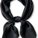 Ciormis 100% Mulberry Silk Scarf-Women's 21''/27''Square Silk Hair Head Scarf Neckerchief with Gift Packaged (27''x 27''-style 39-black)