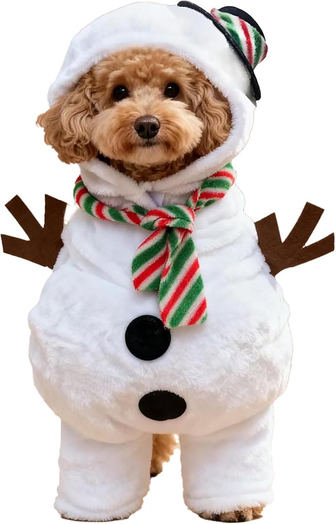 Pet Costume for Small Dogs Cats,Halloween Hoodies Winter Puppy Coat Outfits Funny Pajamas Clothes for Christmas Party,Snowman L (L(Bust: 17.72 inch))