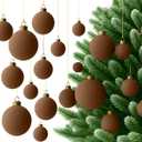 36 Pcs Brown Velvet Christmas Balls Bulk - 2.36", 2.76", 3.15" Flocked Christmas Tree Ball Ornaments Hanging Decoration for Xmas Tree, Wreath, Home or Party Decorations