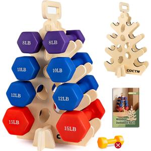 Dumbbell Rack Stand Only, Wooden 4-Tier Small Weight Holders for 5-15lbs Free Weights & Women, Compact A-Frame Hand Weight Rack for Home Gym Space Saving (Dumbbells Not Included)