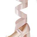 Coutgo Womens Lace Up Heels Platform Chunky High Heel Pumps Bow Closed Square Toe Party Ballet Dress Shoes (8.5, Pink)